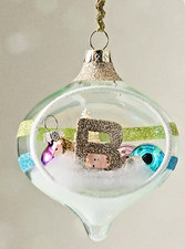 Anthropologie Party Animal GLASS monogram Christmas Ornament INITIAL LETTER B