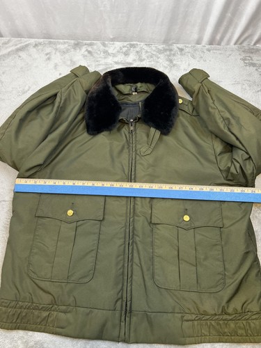 Vtg Horace Small Jacket Mens 44R Green Police Duty Bomber Faux Fur Collar USA - Picture 13 of 16