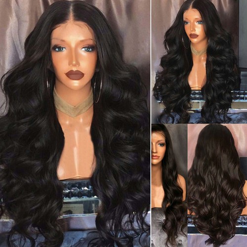 Long Body Wave Wig Natural Middle Long Wavy Curly Black for Women Party 68cm
