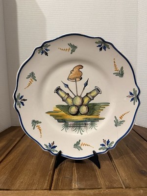 Vintage Nevers Faience style Revolution Dinner Plate. Signed