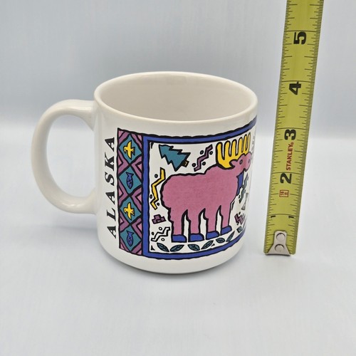 Vintage Retro 80s Style Alaska State Mug Pink Moose - Picture 10 of 10