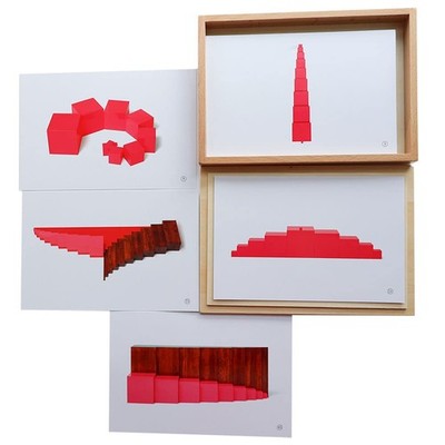 Kghios Montessori Pink Tower、 Brown Stair and Long Red Rods Sensorial Medium 