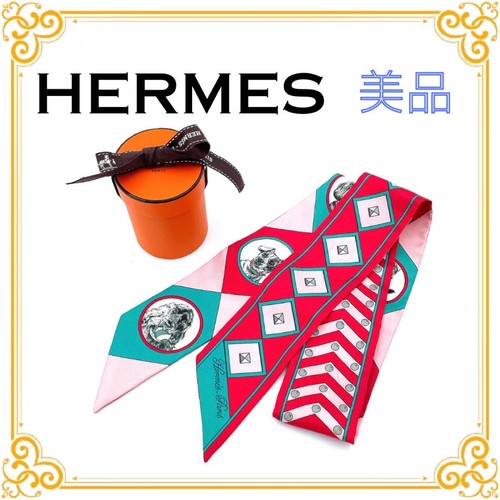 HERMES Twilly Schal für Damen Seide 86 cm rosa mehrfarbig Accessoire