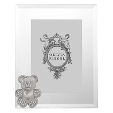 Olivia Riegel Crystal "Silver Teddy Bear" 5x7 Photo Frame New in Box