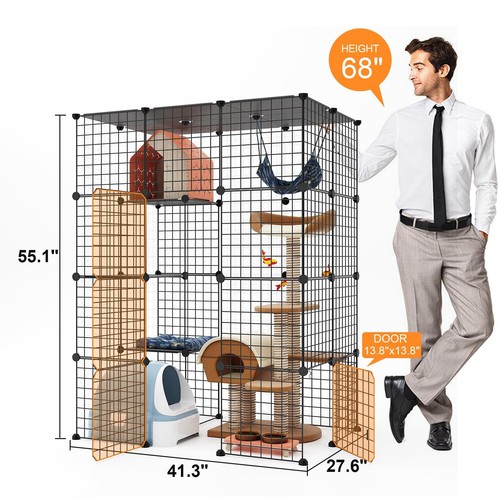Large Cat Cage Enclosure Indoor DIY Cat Playpen Detachable Metal Wire Kennels... - Picture 2 of 6