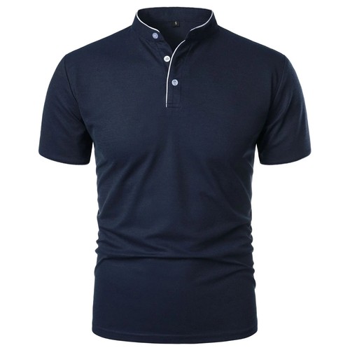 Trendy Men's Summer Polo Shirt Solid Color Fit Short Sleeve Top T-shirt Gift - Picture 25 of 33