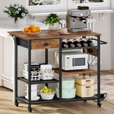 Kitchen Island with Storage, Rolling Kitchen Island Cart with Drop Leaf Count...