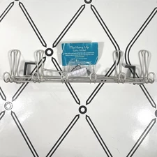 Satin Nickel Over The Door Hook Rack Six Double Hooks Wall Mount