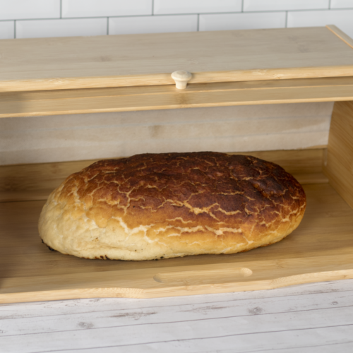 UK Wooden Bread Bin Roll Top Bamboo Counter Rack Food Storage Box Loaf Container - Picture 12 of 14