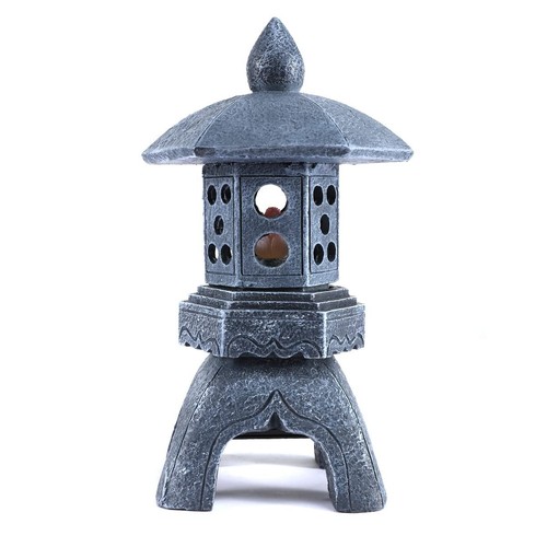 Pagoda Lantern Garden Statue with Solar Lotus Lights, Large Resin Japanese Te... - Picture 4 of 8