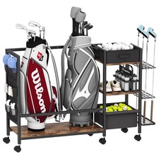 Golf Bag Storage Organizer for Garage, Golf Organizer with Extra Golf Rack an...