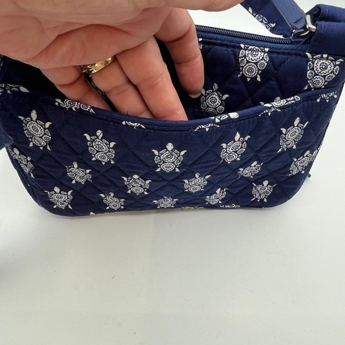 Vera Bradley Crossbody Bag Navy Blue Quilted Turtle Print Purse - Picture 4 of 7