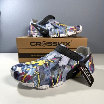 Crosskix Hybrid Shoes Mens Blue Graffiti New Water Every-Wear Clogs Unisex 13