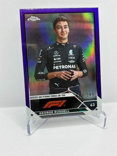 2023 Topps Chrome Formula 1 F1 George Russell #15 Purple Refractor /399 Mercedes - Bild 1 von 2