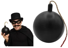 Plastic Black Fake Round Cartoon Bomb Prop Pretend Halloween Costume Accessory