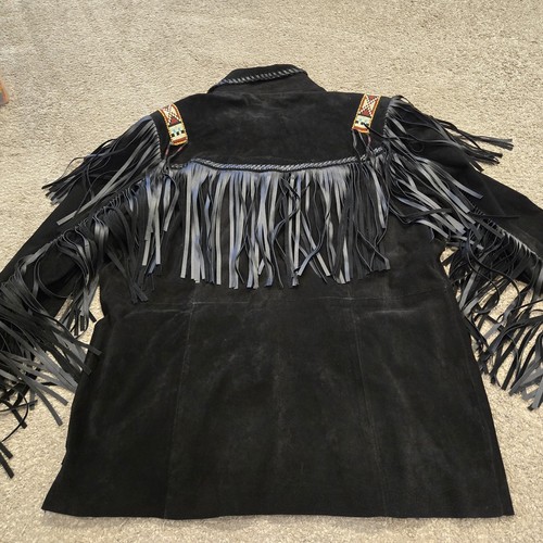 Scully Leather Fringe Beaded Black Western Jacket Style 902 Men's Size 48 - Picture 17 of 21