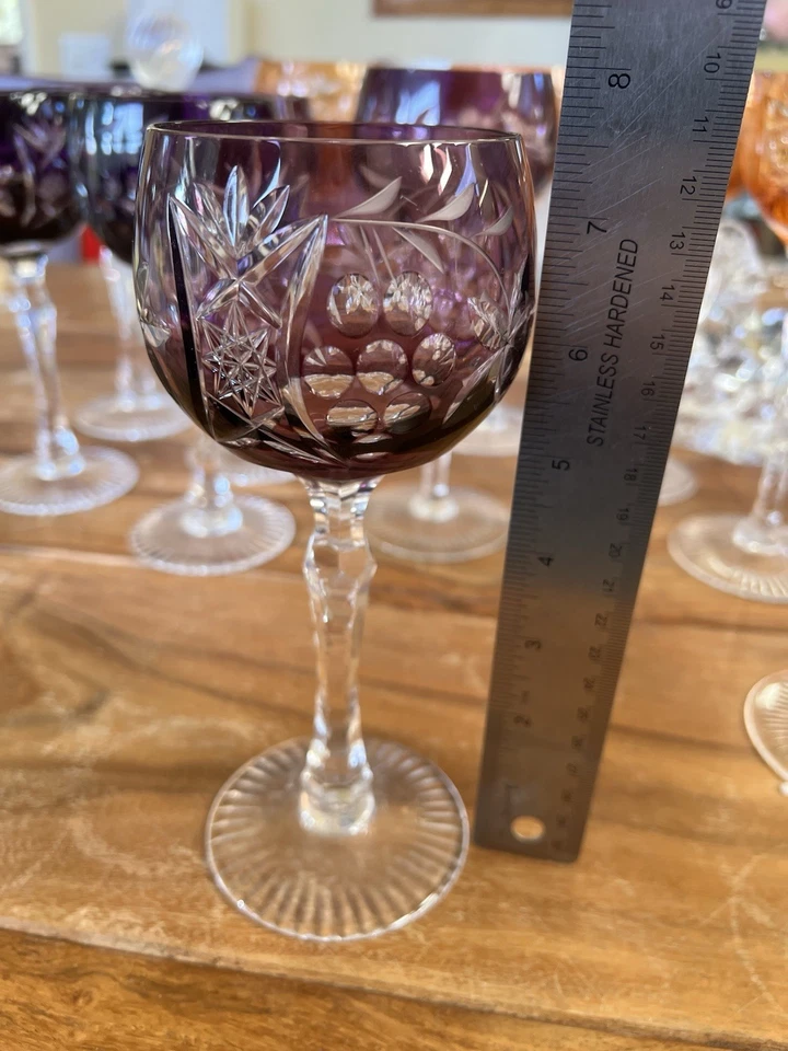 Bayel Crystal Wine Hock Wine Glass Amethyst Purple Vineyard Grape MINT 7.5" - Image 2 of 4