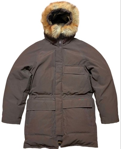 Schott USA 90s Goose Down Coat Fur Brown M Vintage Used - Picture 2 of 12