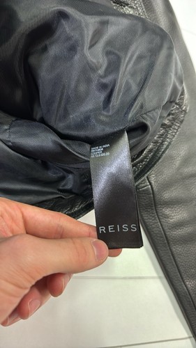 NEW Reiss mens S Small black full zip leather cooper jacket NWT $845 - Picture 6 of 7