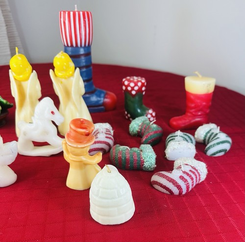Vintage 50er-70er Jahre Weihnachten Wachskerzen Lot 24 Engel Santa Wayside Girlie Tavern - Bild 11 von 18