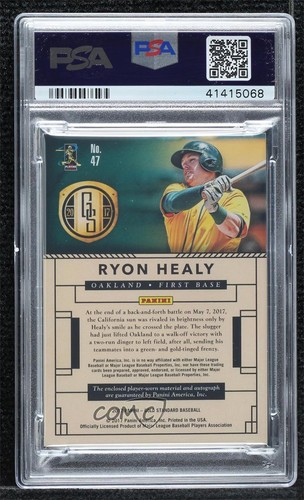 2017 Panini Chronicles Gold Standard Jersey /199 Ryon Healy PSA 8 Rookie Auto RC - Picture 2 of 3