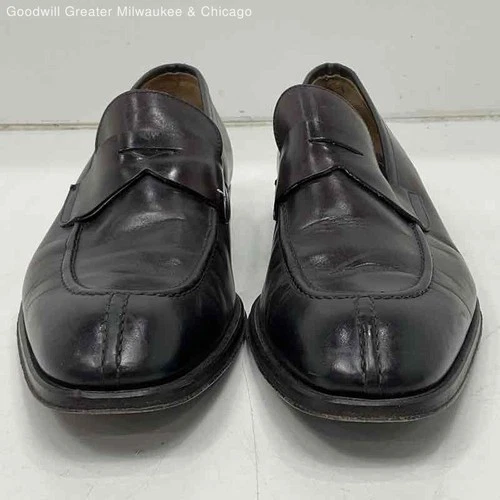 Bruno Magli Dark Brown Leather Penny Loafers Slip-On Men's Italian Shoes 9.5M