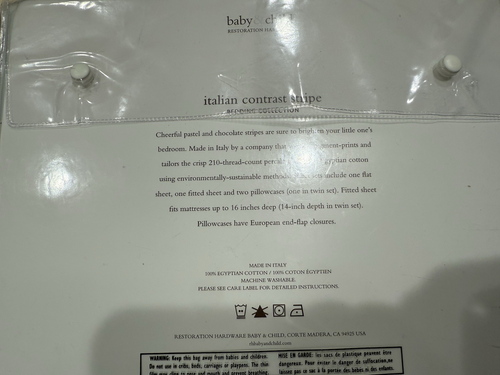 Restoration Hardware Italian Contrast Stripe 100% Egyptian Cotton Full Size - Picture 5 of 8