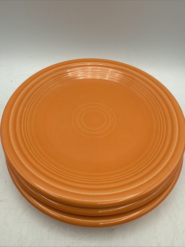 Fiesta Fiestaware Homer Laughlin Orange 7.25 Inch Salad Plate HLC Set Of 4 - Picture 3 of 9
