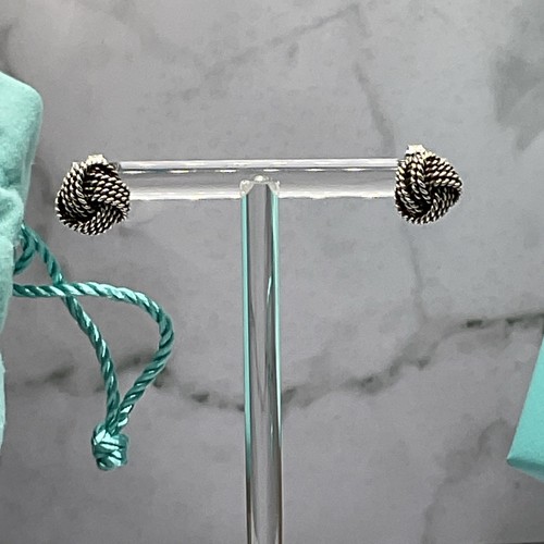 Tiffany & Co. 10mm Open Mesh Knot Earrings, 925 Sterling Silver With Box & Pouch - Picture 11 of 24