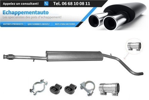 Silencieux central Fiat Qubo II 1.4 54kW acier renforcé échappement OE 1717JX