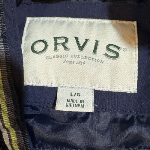 Orvis Men's L Quilted Puffer Vest Navy Blue Full Zip Classic Outdoor Winter - Picture 3 of 7