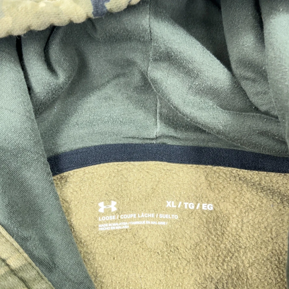 Under Armour Project Rock Sudadera con Capucha Hombres XL Verde Camuflaje Militar EE. UU. Bandera Libertad Foto 3 de 4