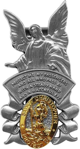 Medaglia San Cristoforo per Clip Visiera Auto, Medaglia Auto Angelo Custode, Benedizione Guida - Foto 1 di 6