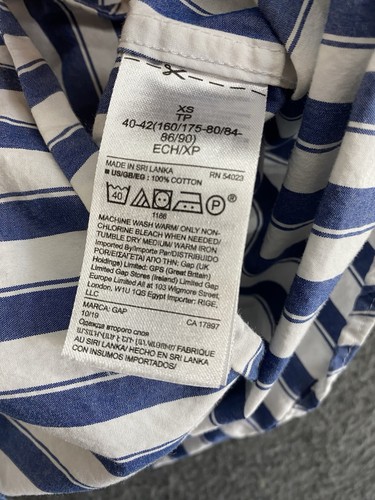 Gap Perfect Poplin Shirt Women’s XS Blue & White Striped Long Sleeve Button Up - Picture 5 of 14