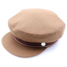 Hermes Canvas Hat Men Brown Casual 53cm Excellent