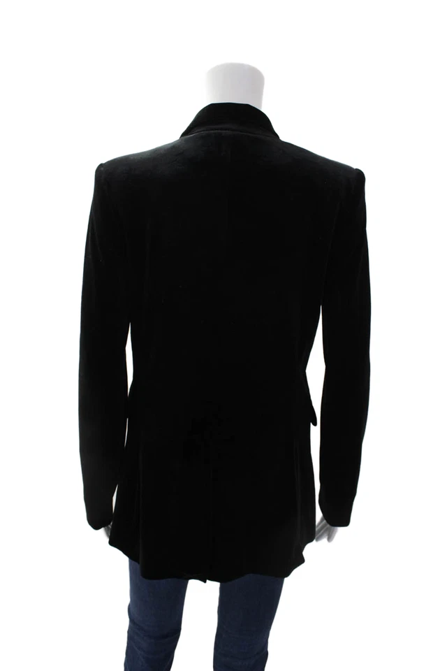 inTempo Firenze Womens Collared Single Button Velvet Blazer Black Size S - Image 4 of 4