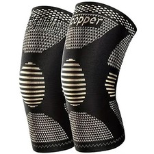 2x Copper Knee Sleeves Silver Compression Brace Support Sport Joint Injury Pain