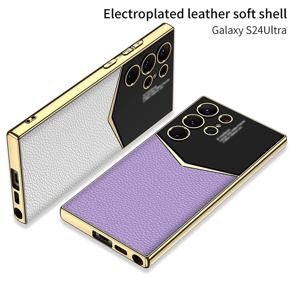 Leather Case Electroplated Frame For Samsung Galaxy S24 Ultra Phone Cover - Image 4 of 4