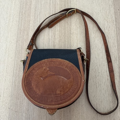 Bolso Bandolera Vintage Dooney & Bourke Big Duck Negro Tostado EE. UU. Años 90 - Imagen 1 de 10