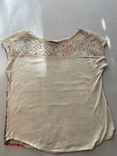 Blusa Top Claudia Richard Mujer Talla M Multicolor Floral Encaje Manga Redonda - Imagen 2 de 7