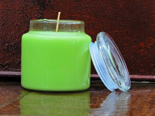 WHITE COCONUT & MANDARIN 900g SOY CANDLE 150+hr GLASS SNUFFER LID + COTTON WICK - Picture 8 of 12