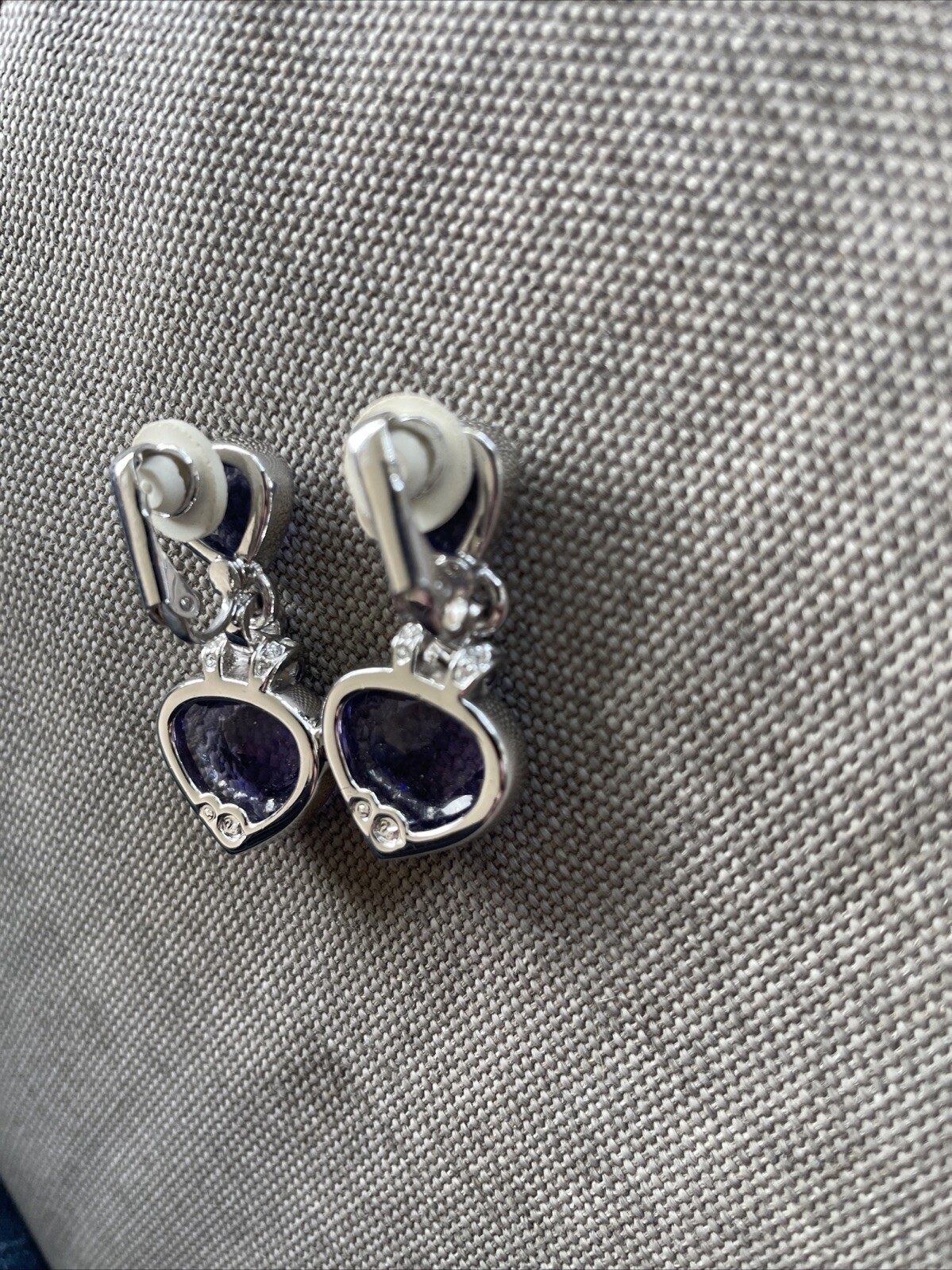 Nice Swarovski Purple and Clear Crystal Drop Clip… - image 6