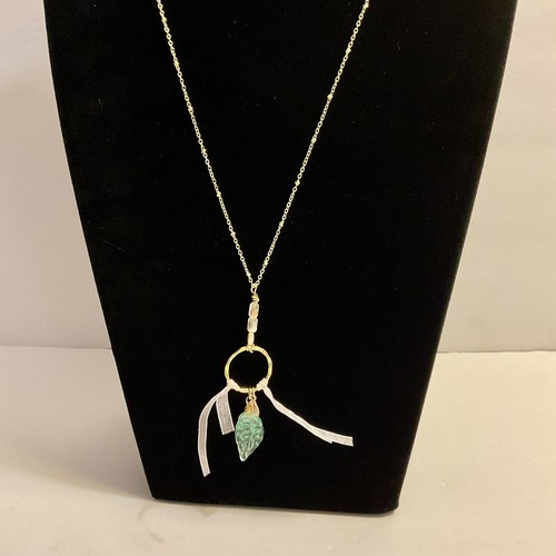 Long Bohemian Necklace W/ Leaf Charm - Picture 2 of 16