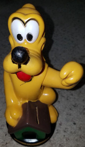 Vintage Disney Pluto Plastic Coin Bank Dog House Rotatin Arm Animal Toys Plus