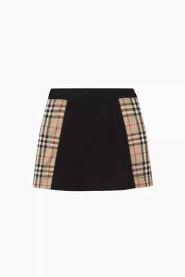 Burberry Kids Nolen Vintage Check Panel Skirt Girls 3Y Black/Brown Multi PullOn