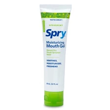 Spry Natural Xylitol Bad Breath Dry Mouth Relief Gel Long Lasting Spearmint 2 oz