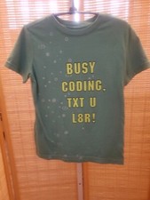 Cat Jack Shirts Boys Size Medium 8 10 Green Short Sleeve Graphic Tee Lettering