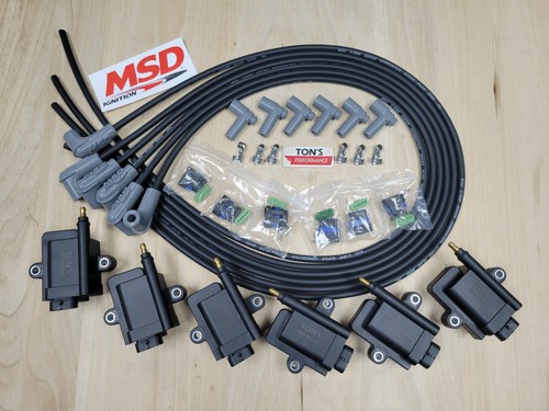 Smart coil IGTB high output MSD spark plug wire 6 cyl kit NO IGNITER REQUIRED Bk - Picture 1 of 3