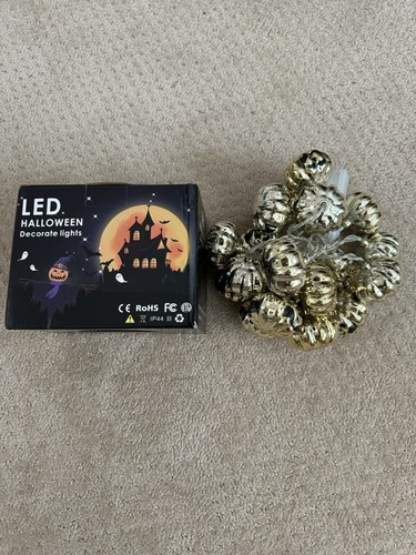 Halloween Gold Pumpkin String Lights Battery Operated (New in Box) - Picture 4 of 6