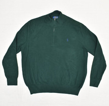 Polo Ralph Lauren Men's 1/4 Zip Pullover Sweater Solid Cotton Green Size 1XB Big